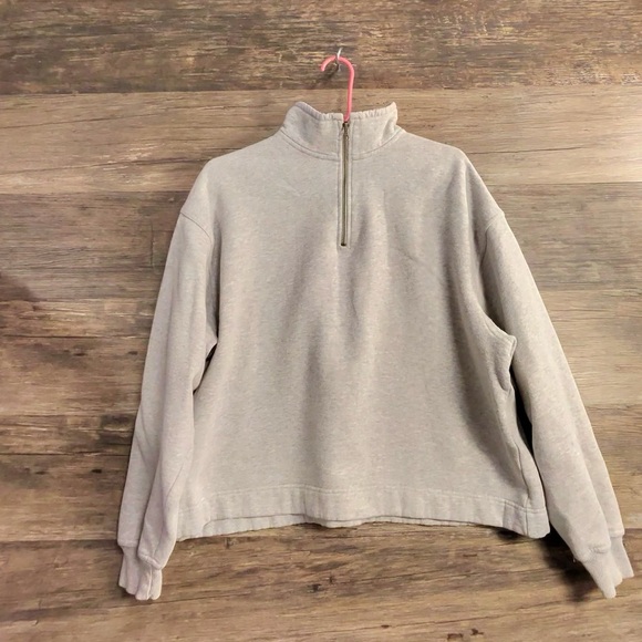 Eddie Bauer Women's Gray Quarter-Zip Sweatshirt - Picture 1 of 7